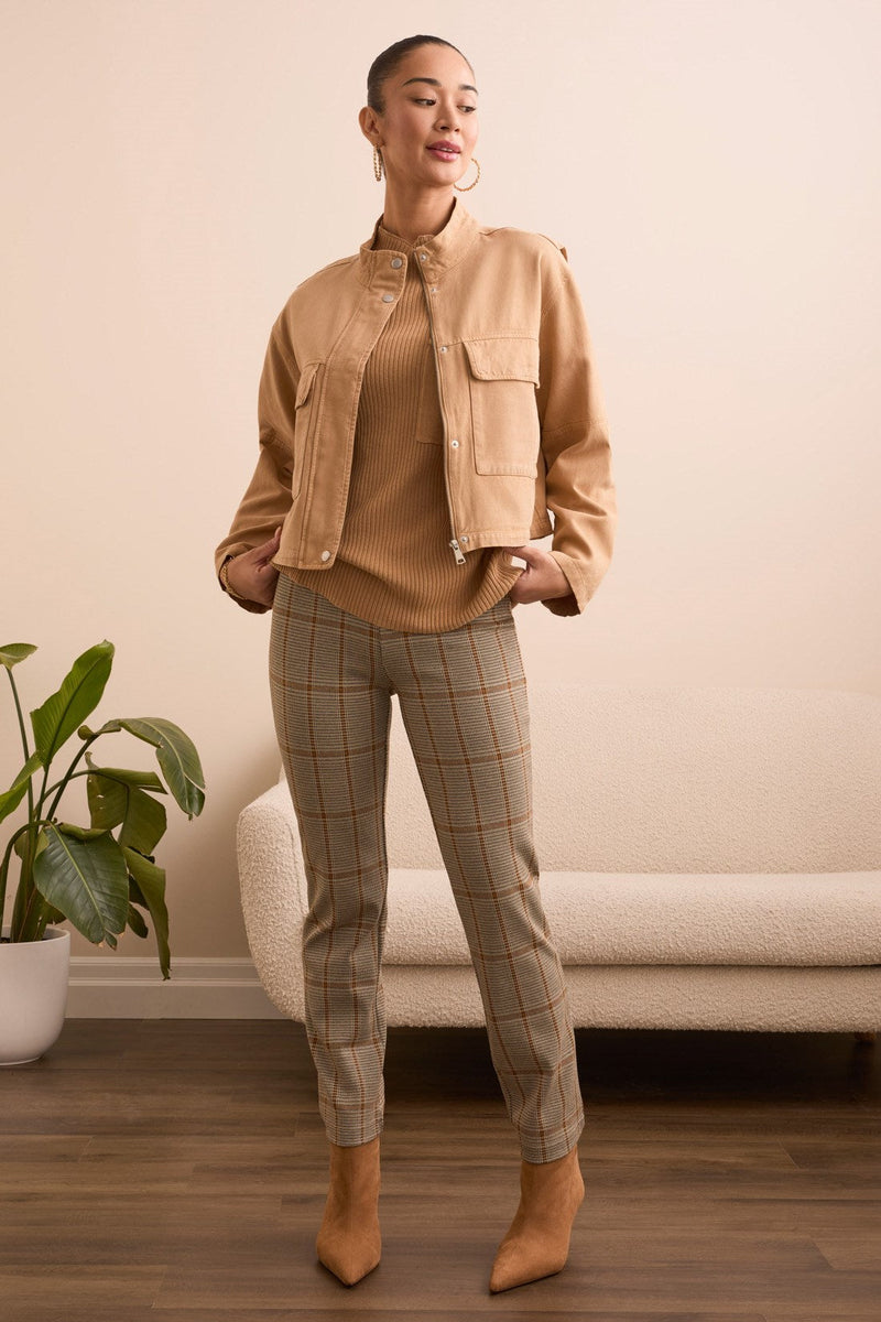 Slub Twill Zip-Front Mock Neck Jacket