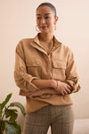 Slub Twill Zip-Front Mock Neck Jacket