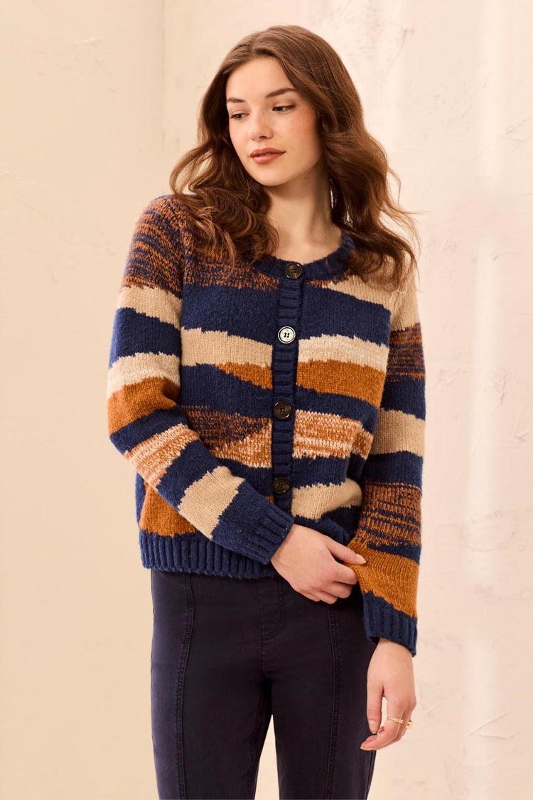 Crew Neck Cardigan Sweater