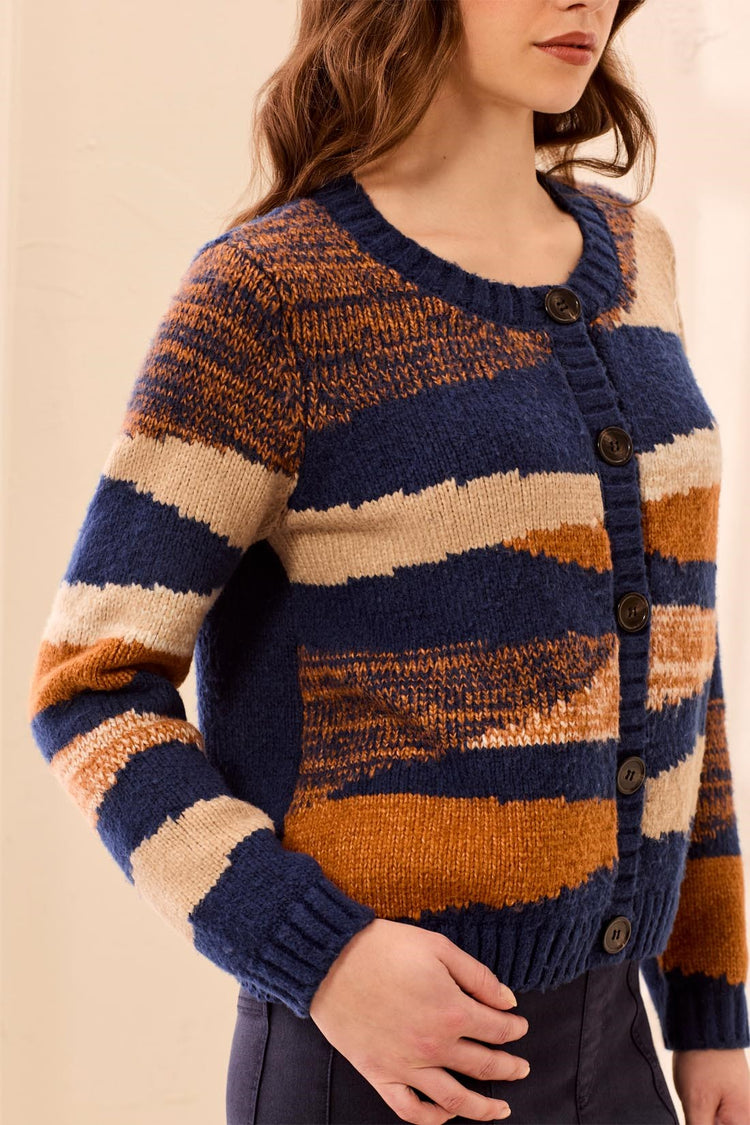 Crew Neck Cardigan Sweater