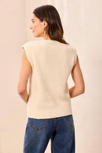 Soft Split Crew Neck Sleeveless Sweater