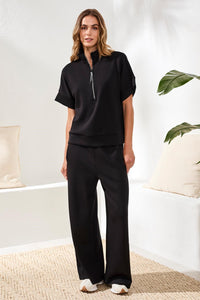 Techno Lux Mock Neck Zip Top