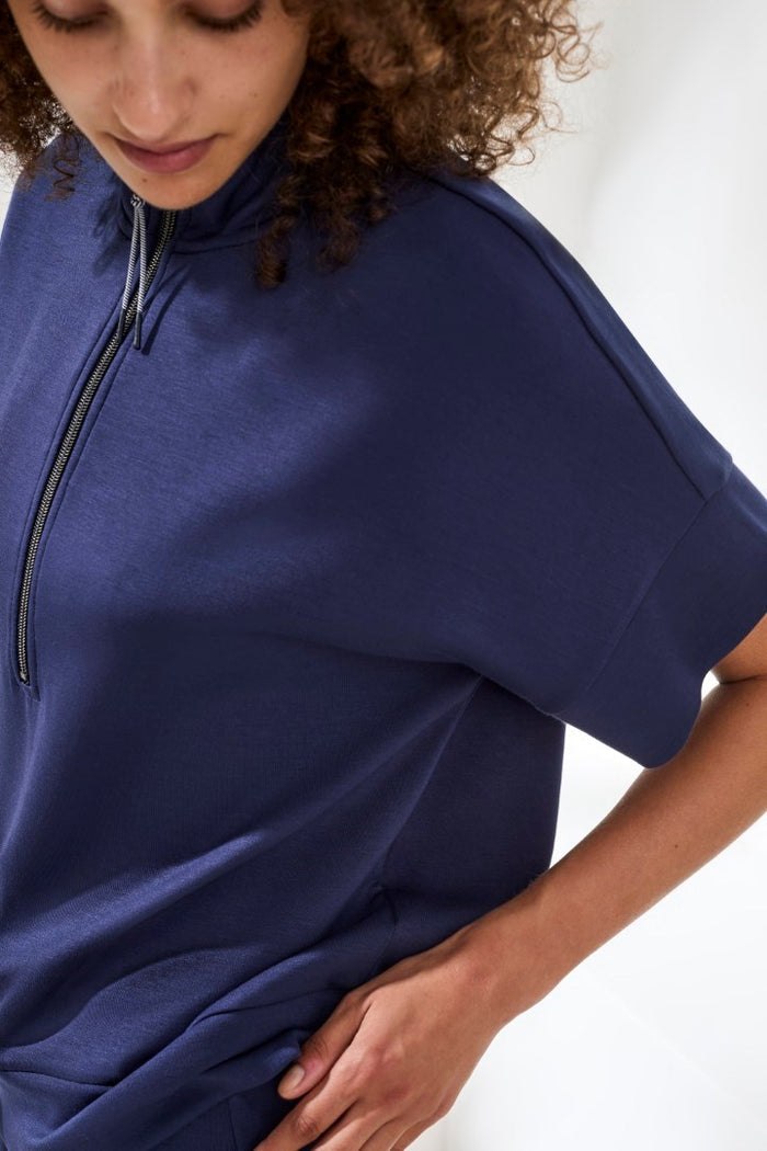 Techno Lux Mock Neck Zip Top