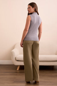 Textured Sleeveless Mock Neck Top