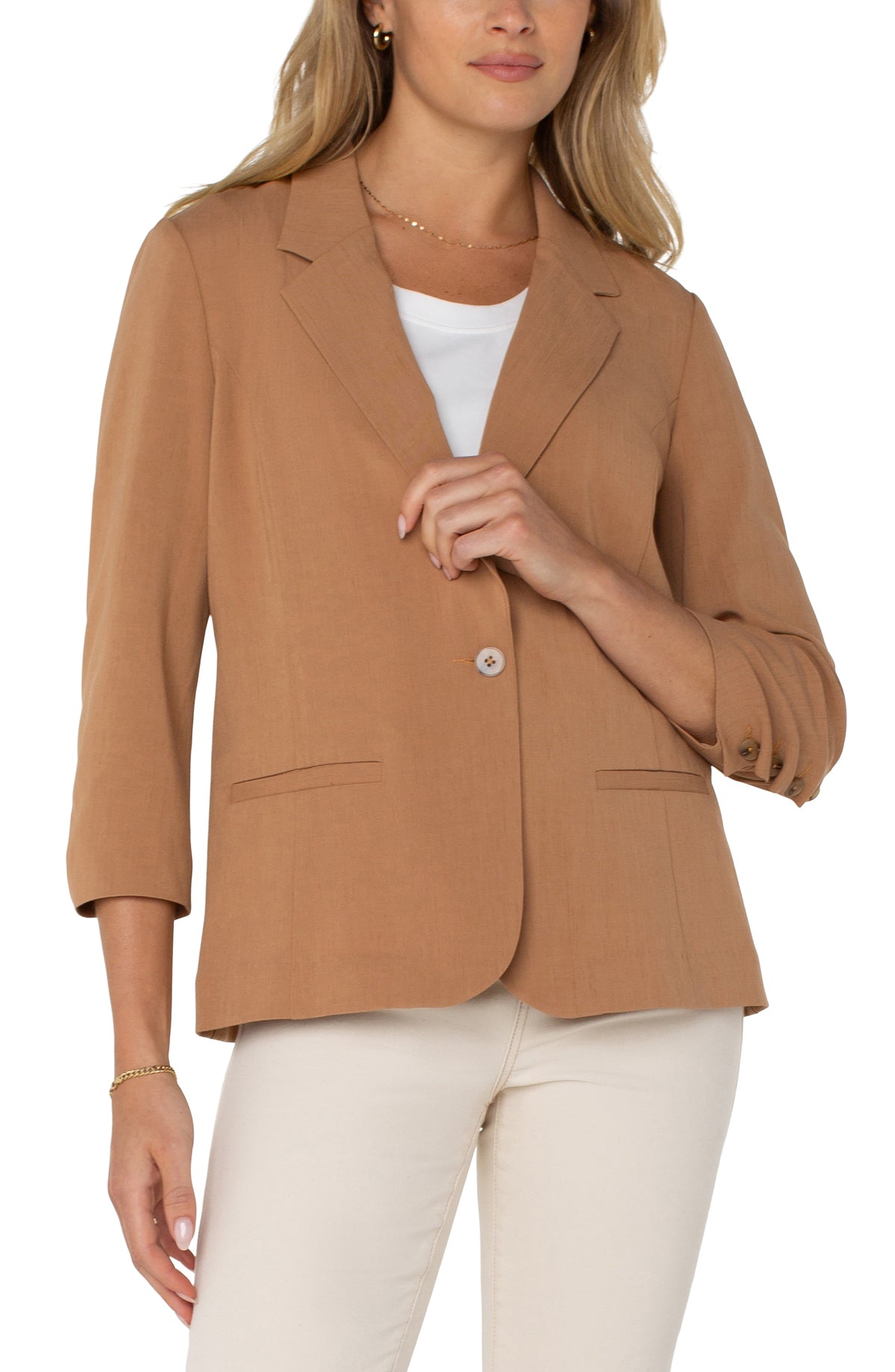 Fitted Blazer with Ruched Sleeve