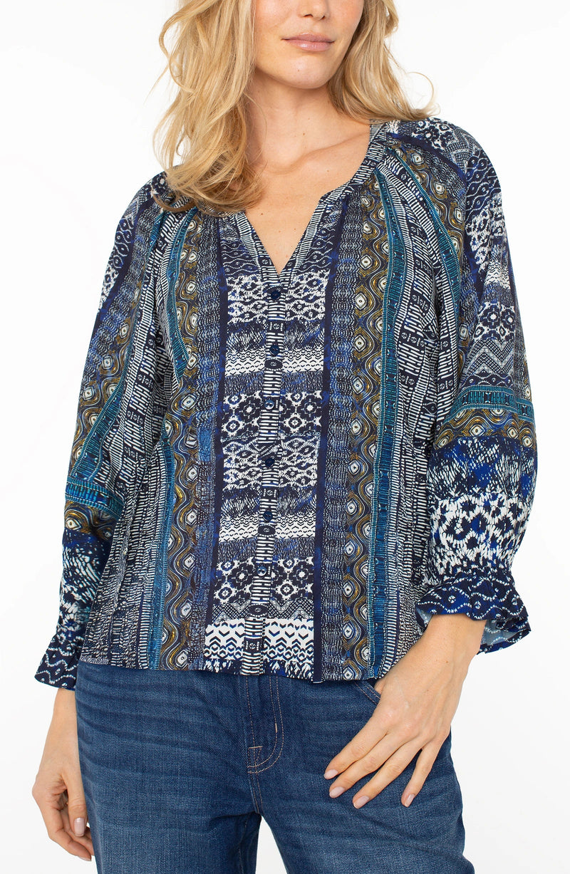 3/4 Sleeve Button Front