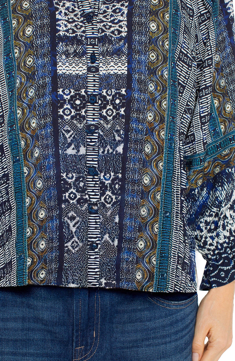 3/4 Sleeve Button Front