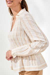 Long Sleeve Smocked Blouse