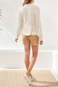 Long Sleeve Smocked Blouse