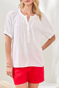 Short Sleeve Button Front Blouse