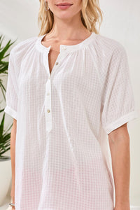 Short Sleeve Button Front Blouse