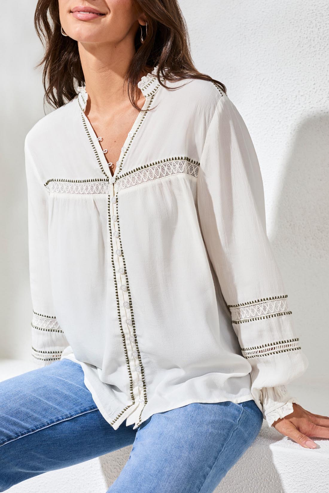 Button Front Novelty Blouse
