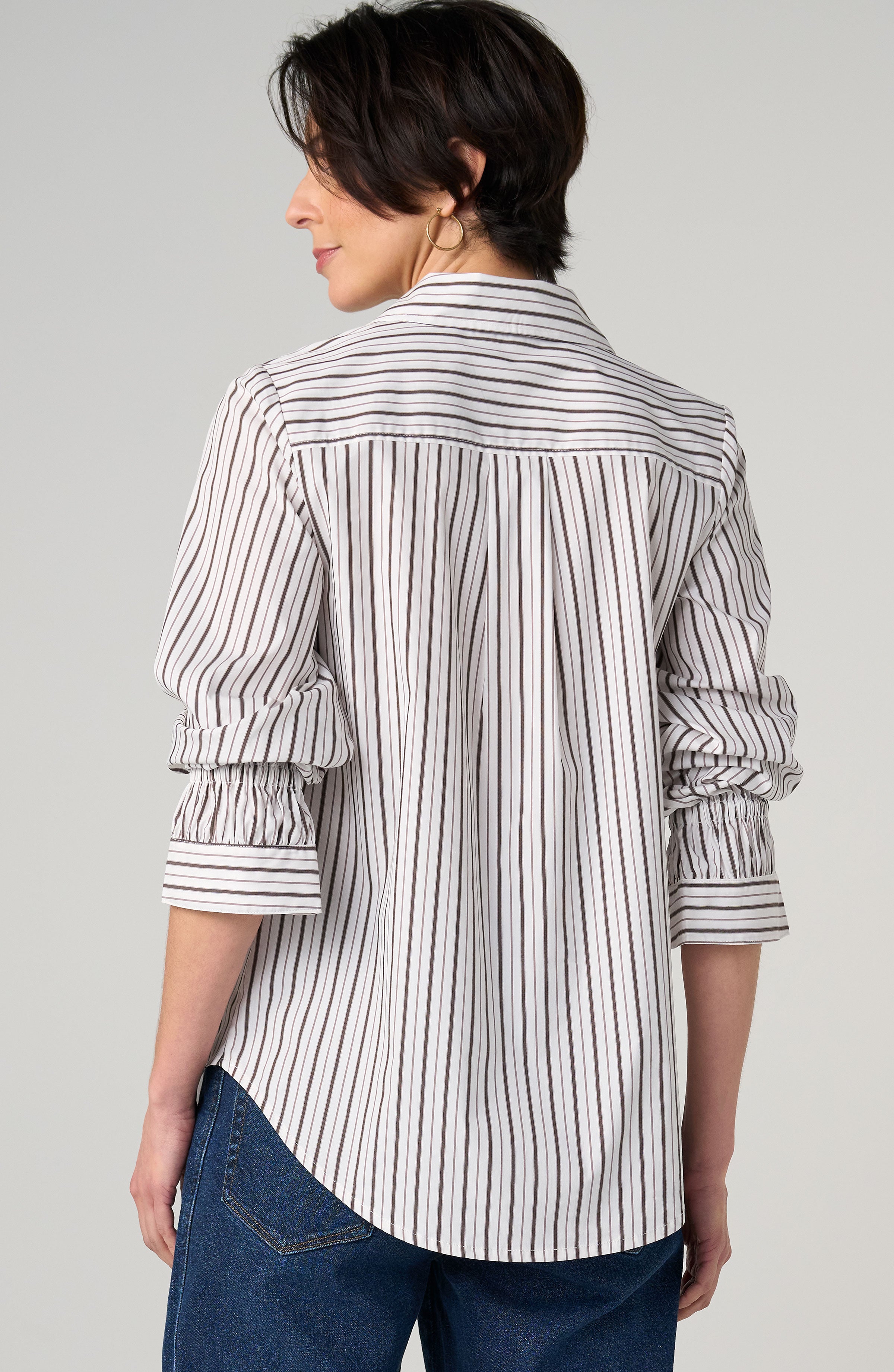 Adjustable Sleeve Button Front Top