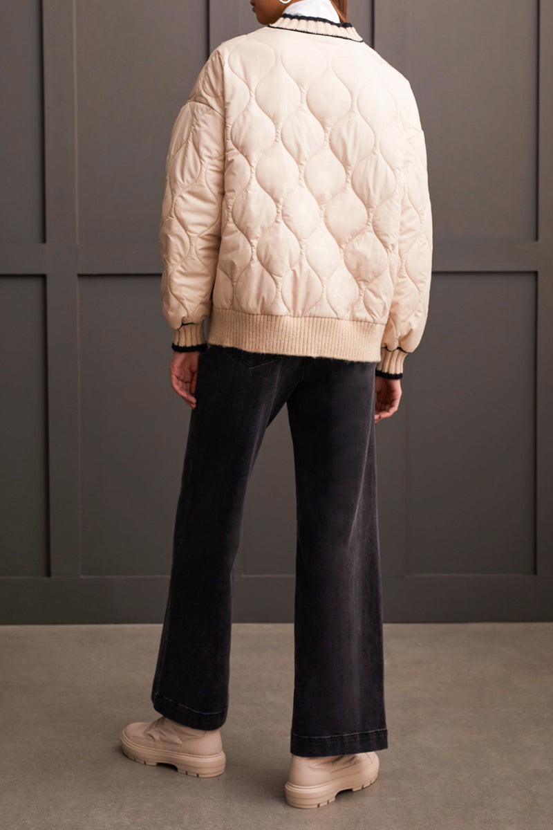 Quilted Cardigan with Sweater Detail