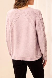 Long Sleeve Crewneck Sweater with Cables