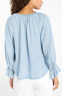 3/4 Sleeve Button Front Woven Top