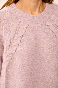 Long Sleeve Crewneck Sweater with Cables